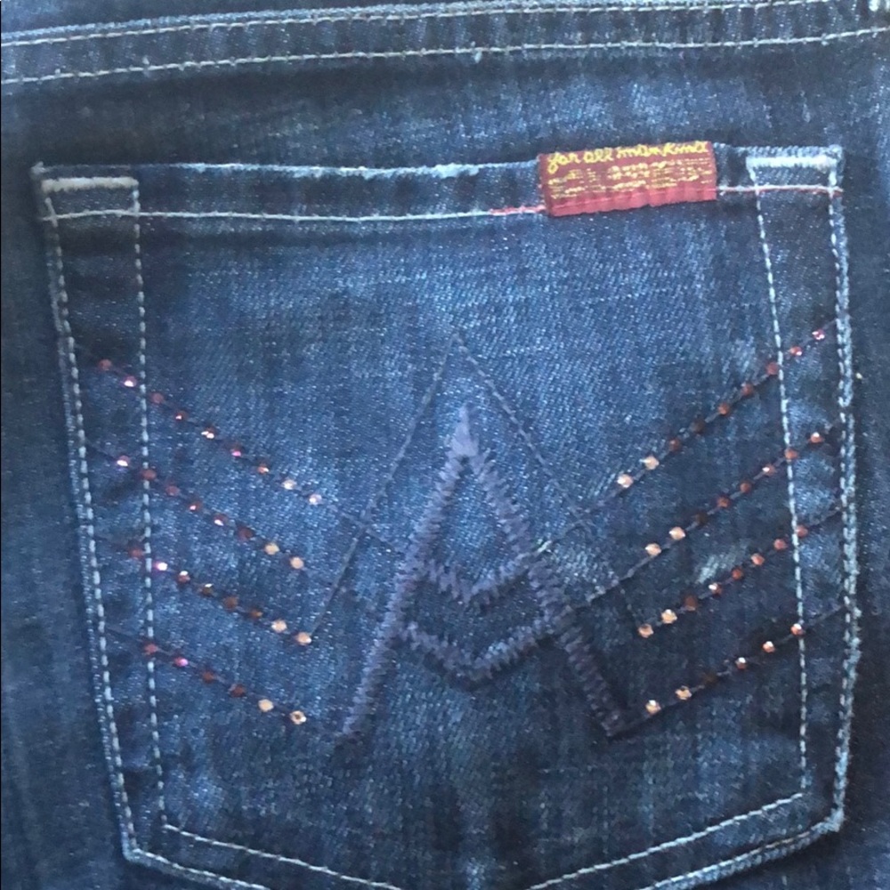 Dark Blue Jeans w// A Pocket&Pink Rhinestones